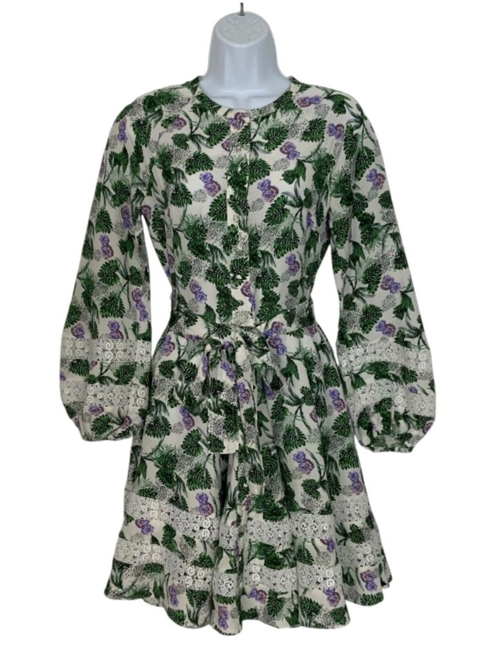 Maje Roman Floral Print Woven Mini Dress 36 US 4 Linen Blend - Picture 3 of 16